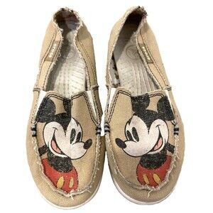 Disney Mickey Mouse Crocs Canvas Slip On Loafers Shoes Womens Size 5